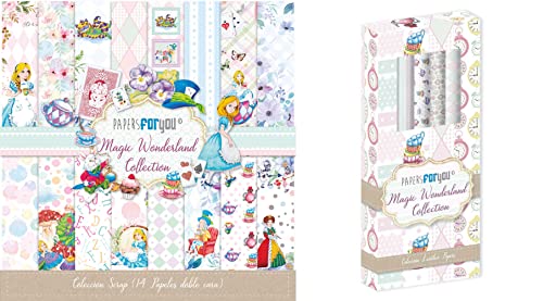 Papers For You Kit 2 Colecciones Magic Wonderlad (Kit 4 Leather Paper + 14 Papeles Scrap doble cara)