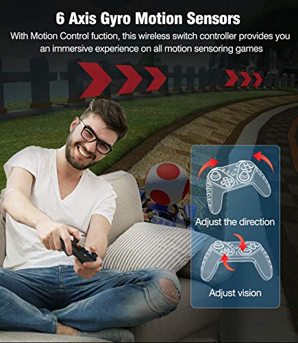 Wireless Controller for Switch/Switch Lite, Extra Controller for Pro Controller, BEBONCOOL Q44A-BBC-US No Amibo Pro Controller, Wireless Switch Remote with Turbo, Motion,Vibration Function - Thumbnail 3