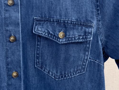 chouyatou Women's Summer Short Sleeve Denim Shirt Dress Business Casual Button Down Midi Long Jean Dress4