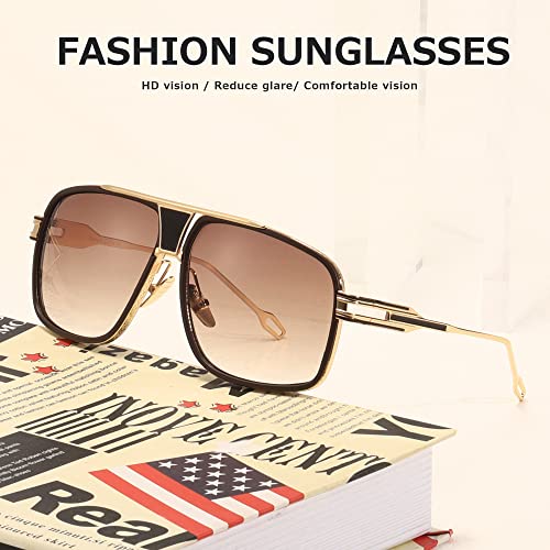AEVOGUE Men's Oversized Shield Sunglasses, Retro Alloy Aviator AE0336 by AEVOGUE - Used condition - Image 2