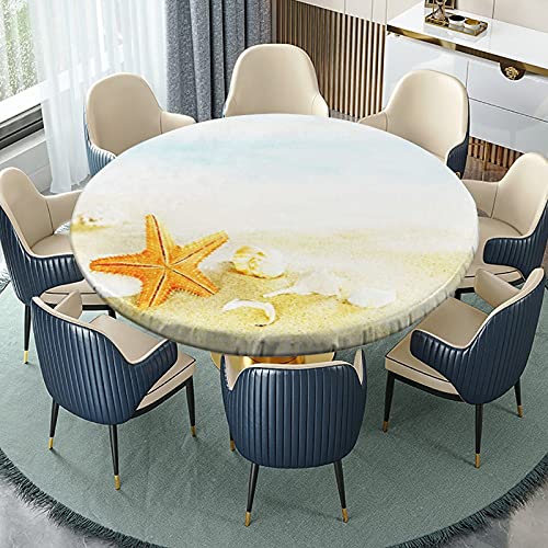 Igoga Sports NY104-0625ZB4-04 Ocean Animal Theme Starfish Elastic Edge Table Cover Round thumb #1