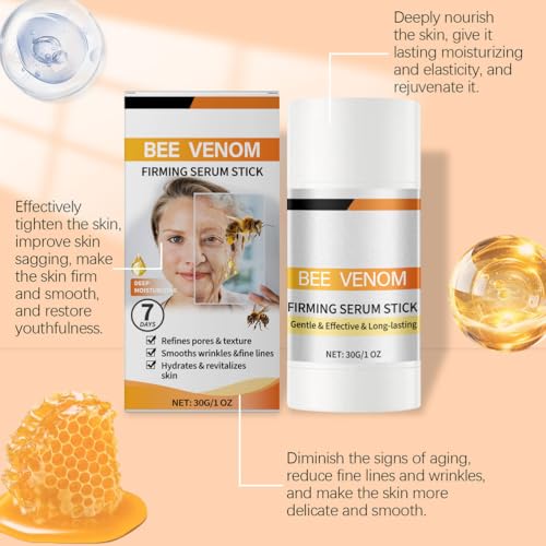 0MtunkIdH Bee Venom Firming Serum Stick For Face, Anti-Wrinkle Lifting Serum Cream Stick, Deep Moisturizing Skin Tightening For All Skin Types, 1 Oz
