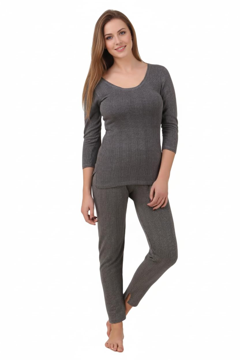HAP Women's Cotton Quilted Thermal 3/4th Sleeves Top and Trouser/Female Thermal/Ladies Thermal Set