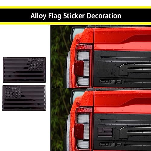 Image of XMUINT Metal American Flag Emblem, 2 Packs 5 inch USA Car Military Patriotic Sticker, Alloy Bumper Fender Door Window Trunk Engine Hood Decal for Car Truck SUV Matte Black