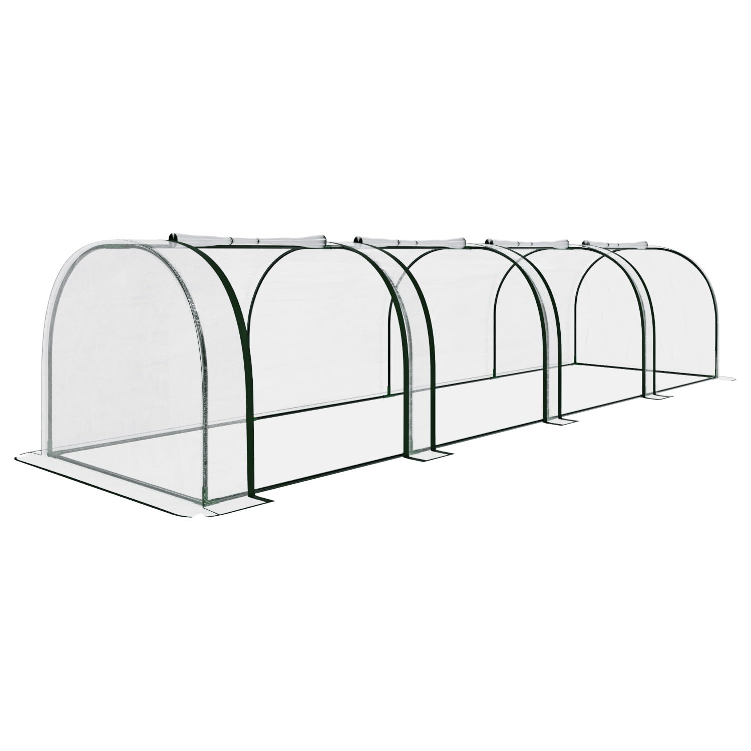 Serra A Tunnel in Acciaio Per Piante Fiori Orto Giardino Telo In PVC Trasparente Con 3 Porte Avvolgibili A Cerniera Protezione Piante Giardinaggio 295 x 100 x 80 Cm