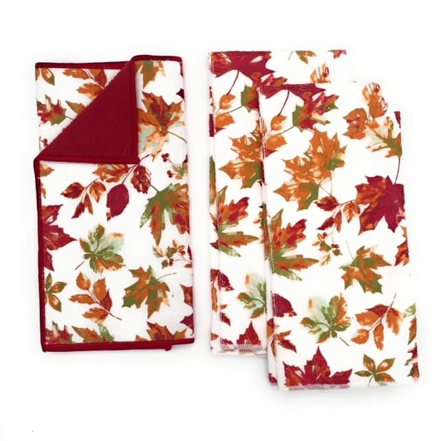 Sg6 Fall Leaves Kitchen Linen Set, 6 Pieces, 2 Towels, 2 Pot Holders, Oven Mitt, Drying Mat, Autumn Decor