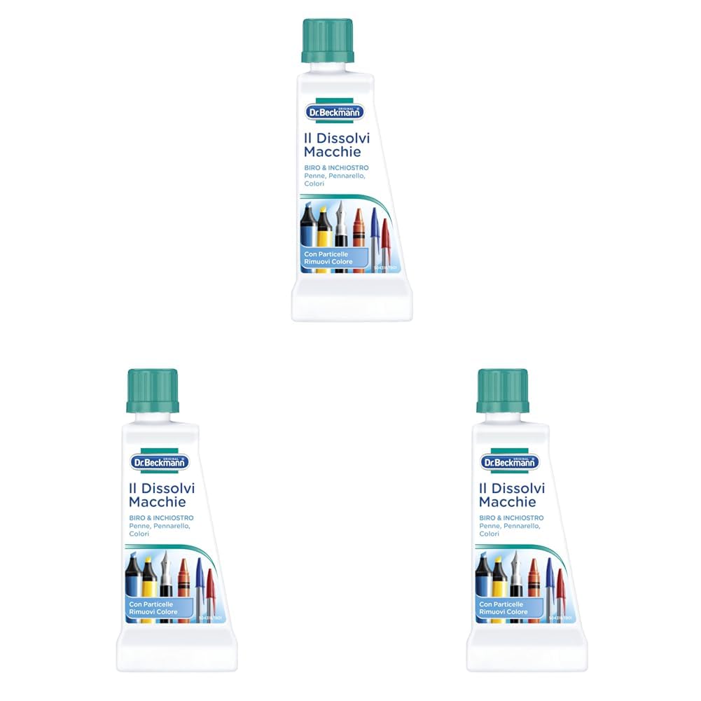 Dr. Beckmann Il Dissolvi Macchie Biro & Inchiostro | Lo smacchiatore specifico contro le macchie di inchiostro di biro, penne a sfera e molto altro | 50 ml (Confezione da 3)