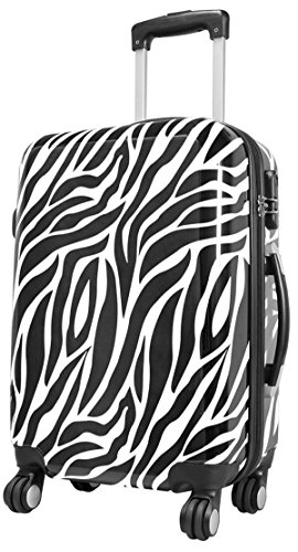 Preisvergleich Produktbild Koffer M Zebra Weiss Schwarz 57x37x22 Hartschale Reise Kabinen Trolley Bowatex