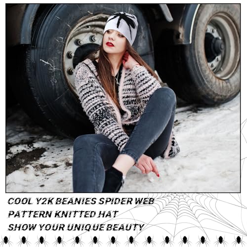 Image of Ramede 4 Pcs Y2k Beanie - Double Sided Graphic Beanies for Men and Women, Acrylic Knitted Y2k Hats Accessories