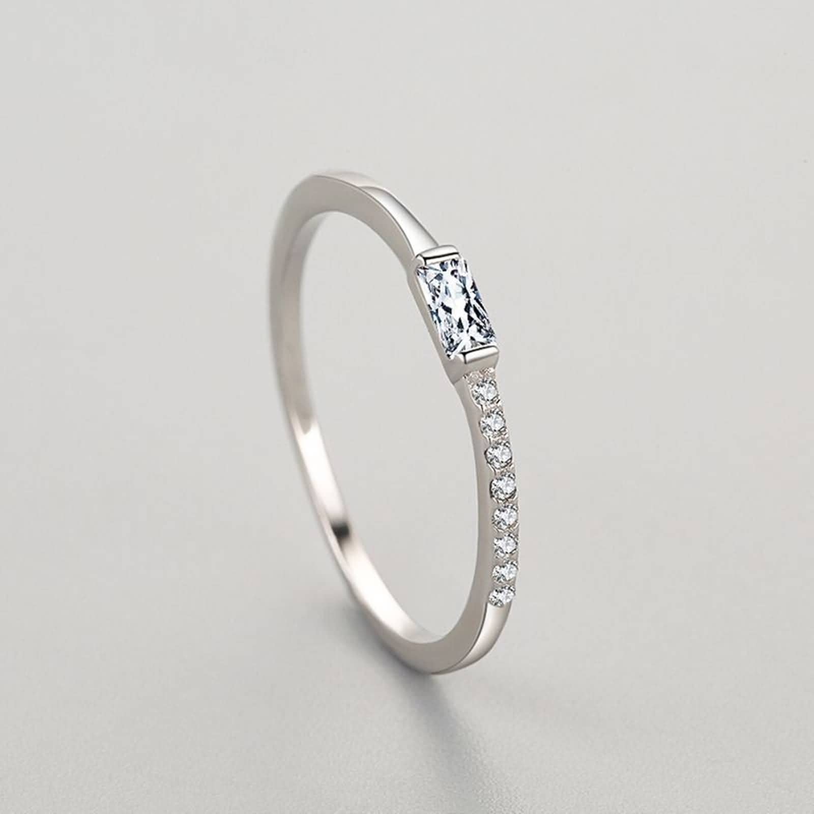 Anillos Compromiso Plata, Anillos Adolescentes Chica de Zirconia Cúbica Anillo Pareja 9,5-20