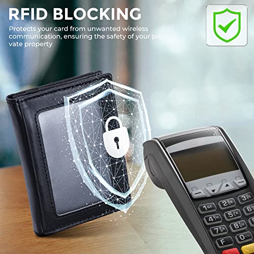 RFID Blocking Front Pocket Minimalist Slim Leather Bifold Wallet Credit Card Case Holder ID Window3