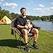 Oversized Padded Comfy Camping Chair for Adults, Portable Padded Lawn Chair, Weight Capacity 400 LBS, Heavy Duty Moon Leisure Folding Chair for Camping, Hiking, Carry Bag, Orange (2 Pack)