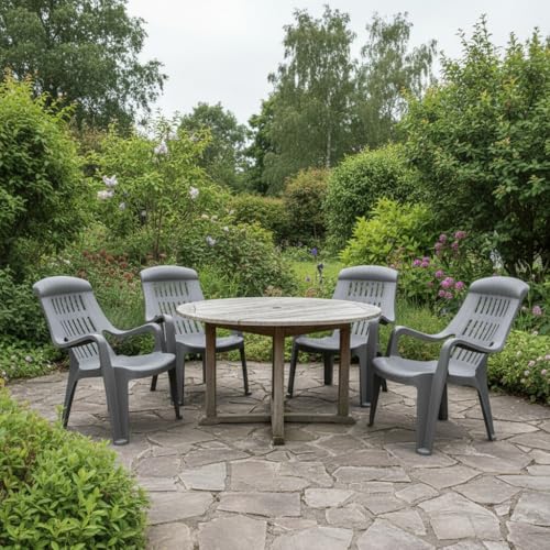 Image of SkyGlamour Supreme Comfy Relax Plastic Arm Chair | Chair for Living Room |Comfort Plastic Chair for Garden, Home, Indoor and Outdoor Use | Plastic Chair Set of 4 |Color: Champagne; Set of 4