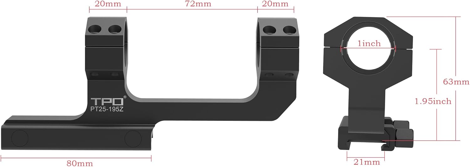TPO GIII 1 Inch Picatinny Scope Mounts, Heavy Duty (25.4mm) 1" Picatinny Scope Rings