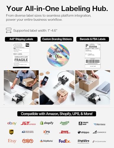 Image of Phomemo Thermal Label Printer Upgraded with Touchable Screen, Shipping Label Printer for Small Business, 4x6 Wireless Thermal Label Printers for Shipping Package, Compatible with Amazon, Shopify, USPS