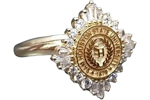 Personalized 14k Gold Finish Graduation Ring with Custom University Logo