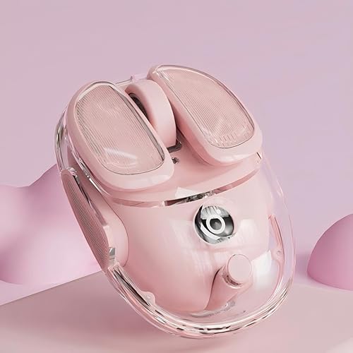 SEUNKWANG EWEADN Q9 Wireless Clear Mouse Dual Mode Bluetooth & 2.4G USB Computer Mouse with RGB Lighting, Silent Clicks, Multi-Device Compatibility for Laptop, PC, MacBook, iPad Cute Mouse-Pink - Pink