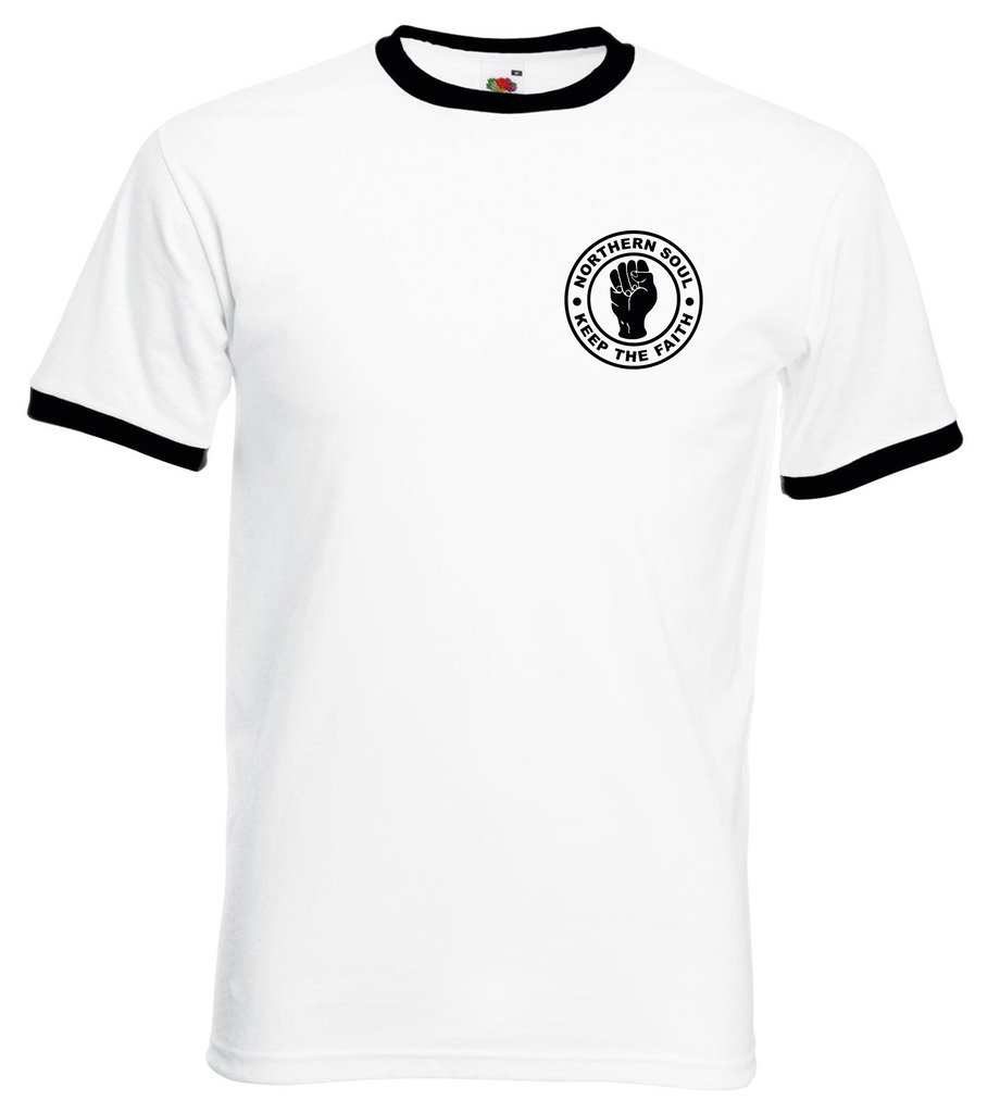 zappatee Northern Soul - Keep The Faith Slim fit T Shirt White Black XL