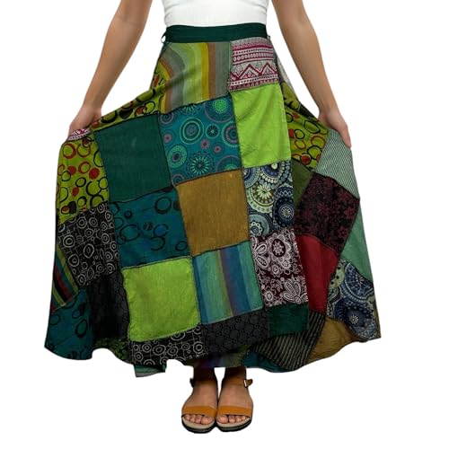 Image of Agan Boho Maxi Wrap Skirt for Women, Tie Dye Cotton Long Flowy Summer Skirt
