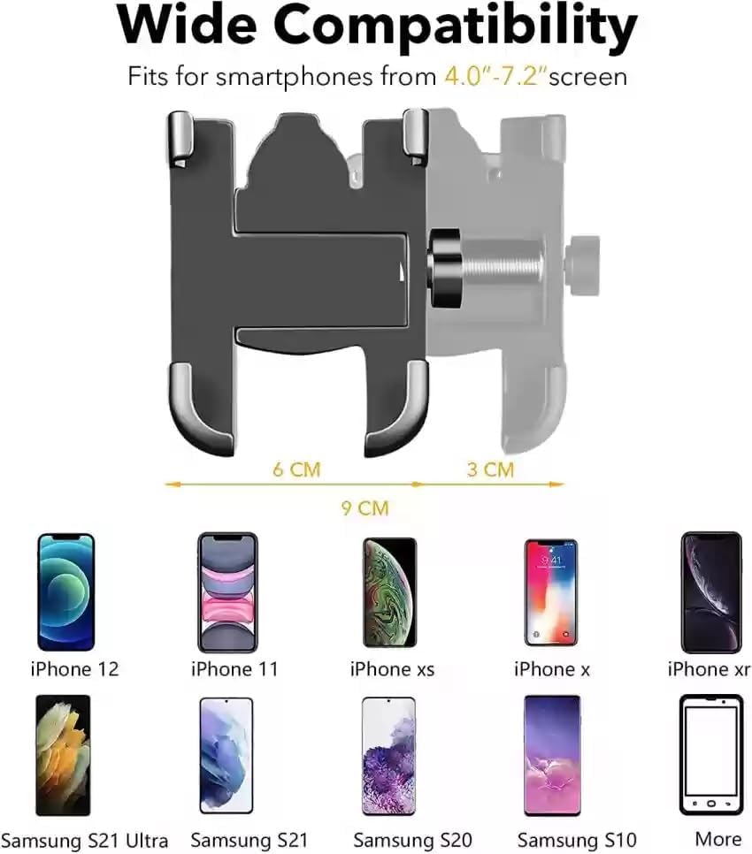 Image of Universal Bicycle Phone Mount Holder, Adjustable Handlebar Clamp, Black (C1 USB)