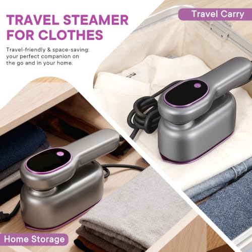 Image of Smart Travel Steamer for Clothes, 1200W Handheld mini travel Steam All-in-One Portable Steamer Iron with LCD Display, 3 Steam Modes & 5s Fast Heat-up, Garment Steamer for Travel (Grey)