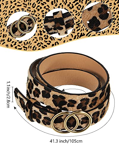Geyoga 4 Pieces Women Faux Leather Waist Belt for Ladies Jeans Pants with Double O-Ring Buckle (Coffee, White)2