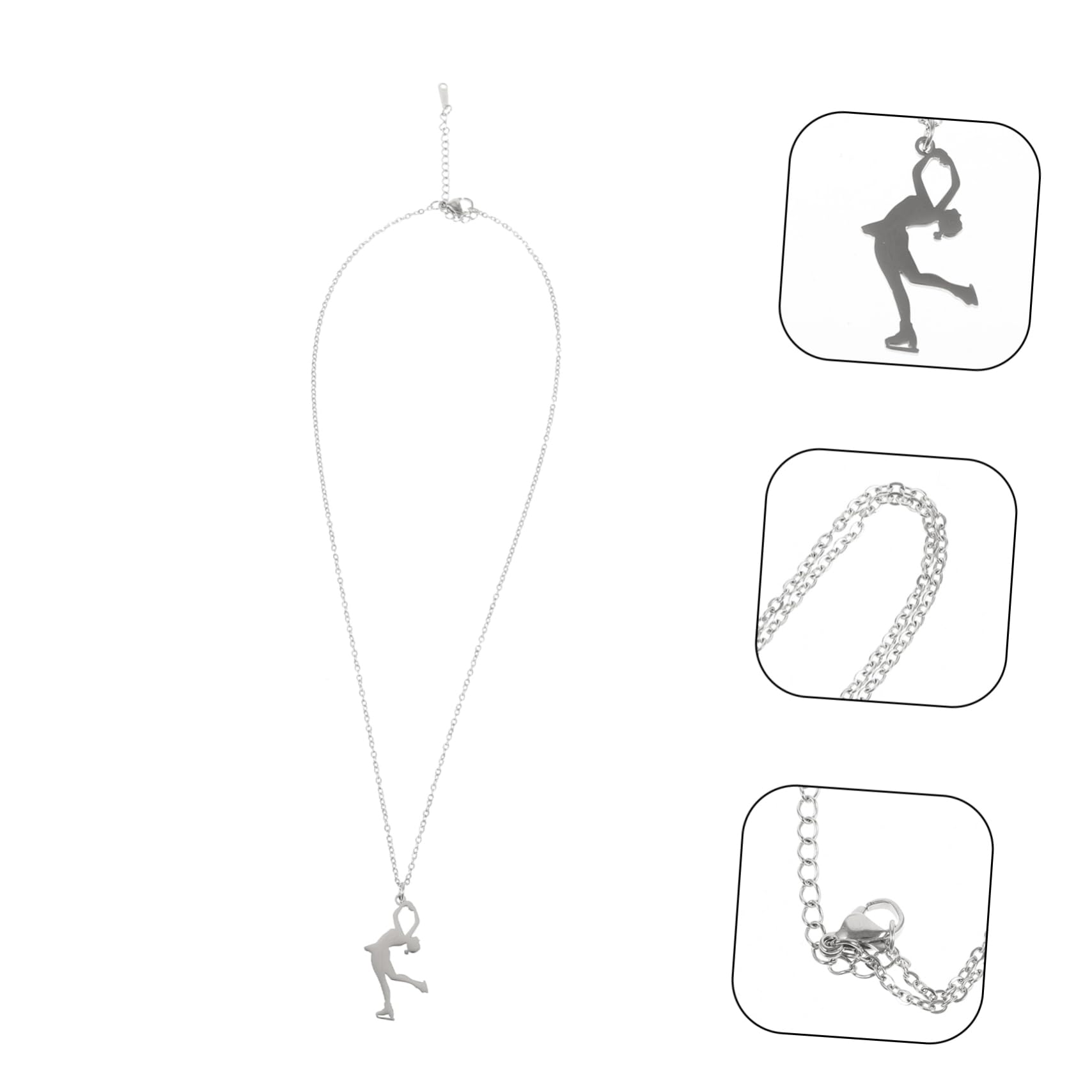 Pendentif Gymnastique en Acier Inoxydable Collier Métal Mixte Chaîne de Cou