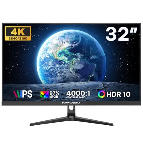 Raywego 32-Inch 4K Gaming Computer Monitor 60Hz UHD 3840x2160, 99% sRGB, HDR10, FreeSync, Low Input...