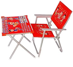 RUDRA CREATION-Best for Kids, ABCD,123 Vegetable and Fruit Name Pattern Printed Adjustable Foldable Study Table, for Kids Boy and Girl (Age Recomendation 2 to 6 Year Old , Color Red)