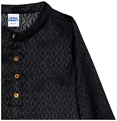 Image of Amazon Brand - Jam & Honey Regular Boys Kurta Sets (AW21KPJM01 Jet Black 4-5 Years)