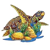 WOODBESTS Wooden Jigsaw Puzzles for Adults, Sea Turtle Puzzle with Beautiful Gift Package, Wooden Animal Puzzle, Unique Shaped Pieces, Best Gifts for Adults and Kids Family Game (M-11.7x9.3in-177pcs)