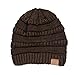 YourStyle USA Trendy Warm Chunky Soft Stretch Cable Knit Slouchy Beanie (One Size, Brown)