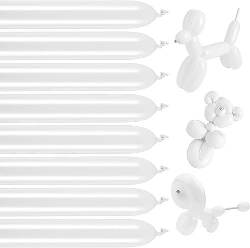 Aodaer 72 globos largos y delgados de látex torcidos globos de modelado para bricolaje festivales fiestas cumpleaños boda blanco