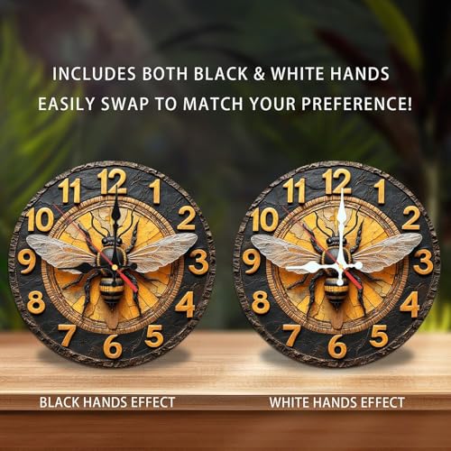 Reloj de pared analógico redondo de madera 10 pulgadas miniatura 2