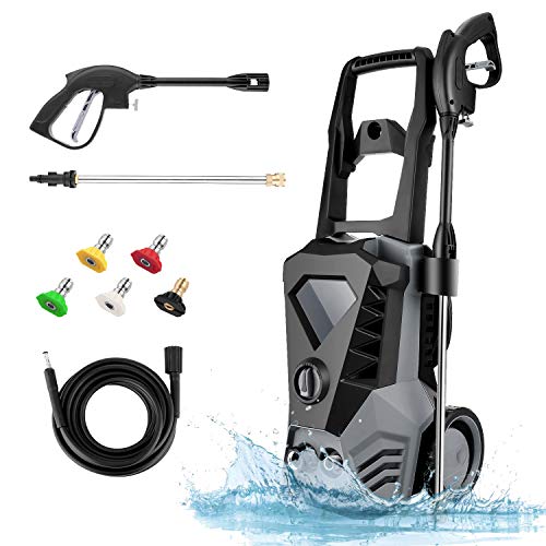 Electric Pressure Washer 2.25 GPM High Pressure Washer, 1800W High Pressure Washer, Professional Washer Cleaner with 4 Spray Nozzles, Foam Cannon (No Hose Reel_Gray)