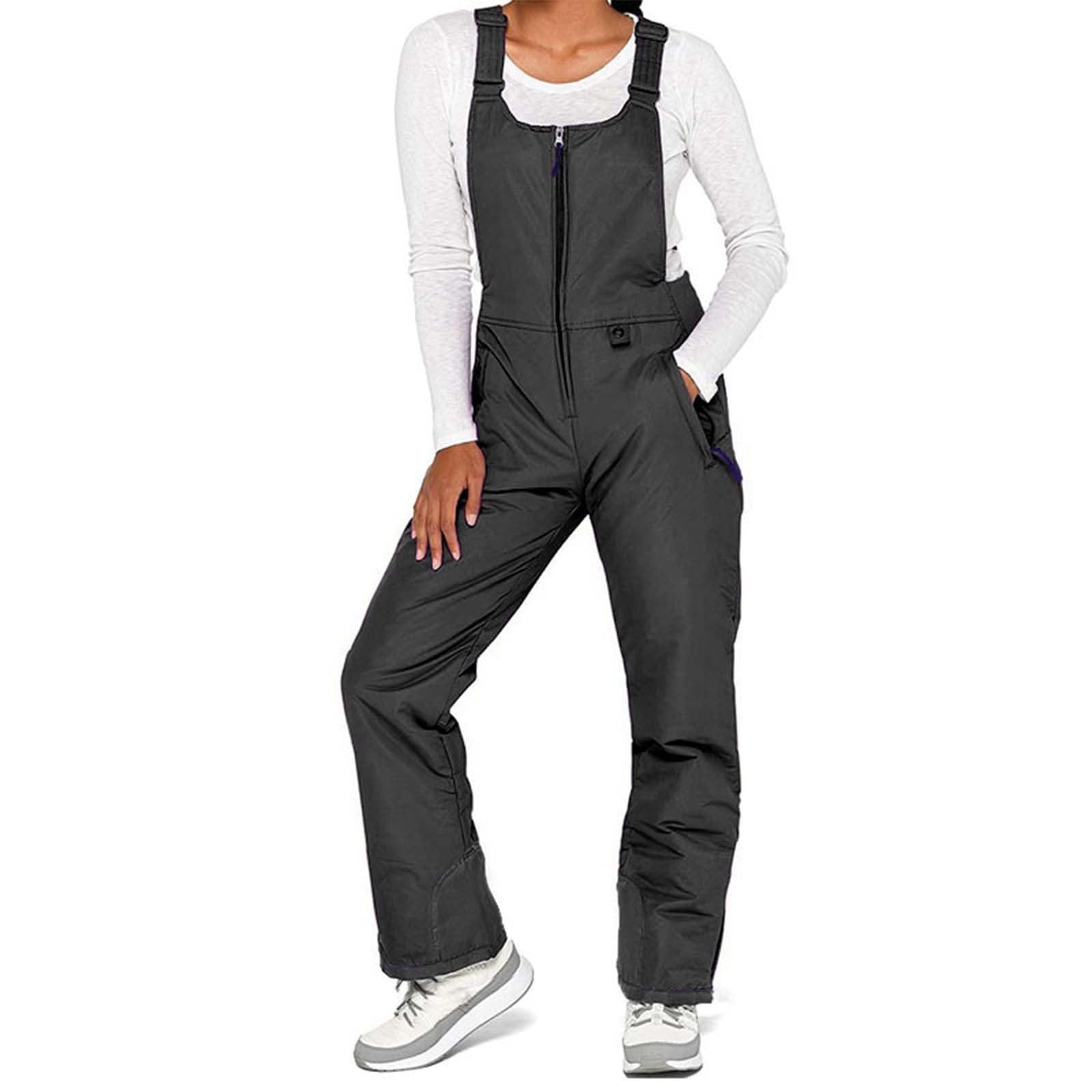 Pantalones de esquí impermeables para hombre y mujer, con cremallera térmica, resistentes al viento, pantalones de nieve cálidos de invierno de talle alto, baberos de esquí, snowboard