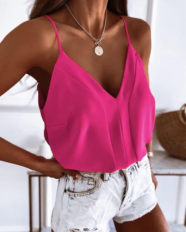 miduo Womens V Neck Strappy Tank Tops Loose Casual Sleeveless Shirts Blouses - Image 6