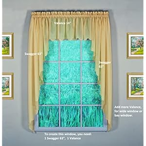 Todays curtain emelia original voile swagger pair 63 gold 90 w x 63 l  urban country home decor