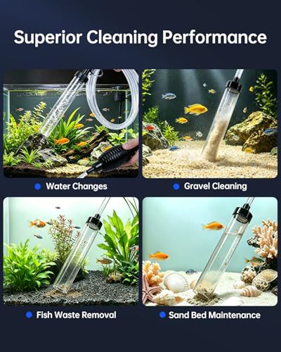 Image of Siphon Hose Fish Tank Cleaner, Aquarium Water Changer, Gravel Vacuum for Aquarium Sand & Gravel - Premium Designed for Superior Cleaning Performance, Safer Material, Battery-Free Design (7FT)