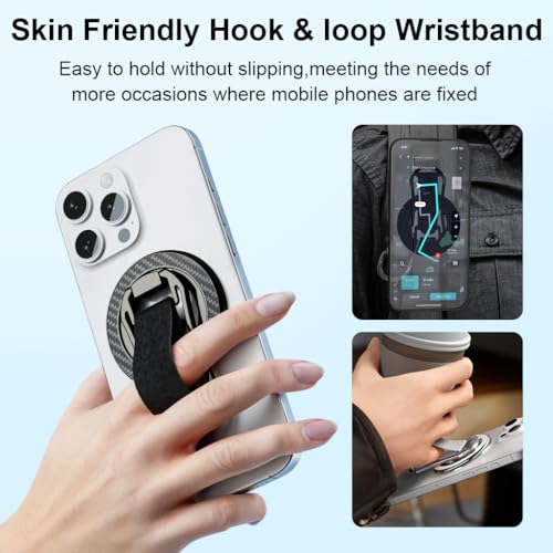 Image of ZORBES Magnetic Phone Grip Strap with 360 Degree Swivel Folding Kickstand, Universal Compatibility Metal Phone Stand Desk Support Detachable Holder for Smartphones
