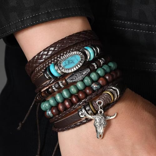 Western Bracelets Set Cowgirl Turquoise Beaded Stretch Bracelets Vintage Stackable Bangles Boho Jewelry Gifts for Women Country Concert Cowgirls2