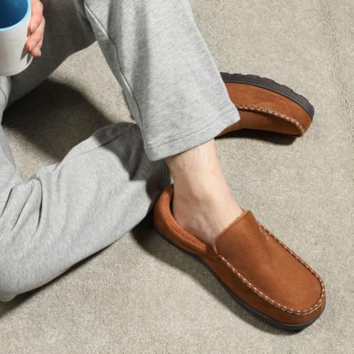 Zizor Men's Moccasin Slippers With Memory Foam, House Shoes for Indoor Outdoor4