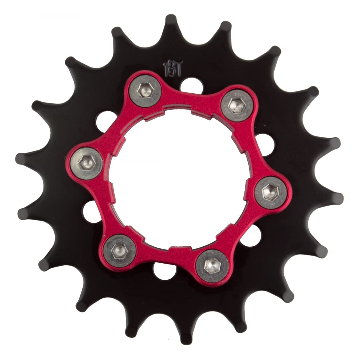 Origin8 Ultim8 Single Speed Cassette Cog w/ 6b Disc Mount, 3/32", Black/Red