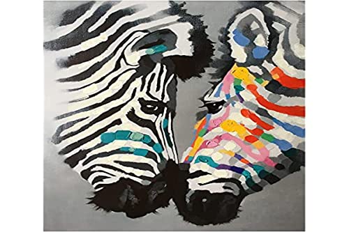 Legendarte - Cuadro Lienzo, Impresión Digital - Cebras De Colores - Decoración Paredcm. 60x80