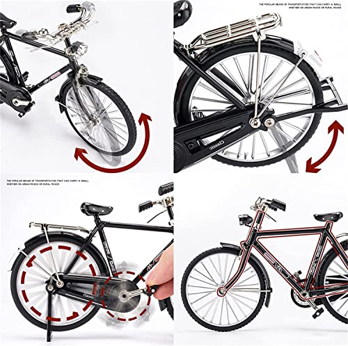 Image of 2023 New 51 Pcs DIY Retro Bicycle Model Ornament For Kids, Creative 1:10 Simulation Mini Bicycle Model Scale Kit With Inflator and Briefcase, Finger Bike Models Toys For Desktop Decoration Ornament