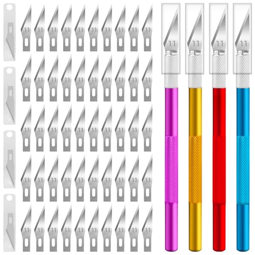 DIYSELF 4 Stück Skalpell mit 70 Klingen, Bastelmesser Präzisionsmesser Set, Hobby Messer für Modellbau, Papierkunst, Vinyl, Leder & DIY, Cutter Messer für Caving, Skulptur