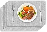 DOLOPL Placemats Set of 6, Light Grey Faux Leather Placemats, Heat Resistant Place Mats for Dining Table, Waterproof Oilproof Wipeable Washable Table Mats, Easy to Clean Anti-Slip Tablemats