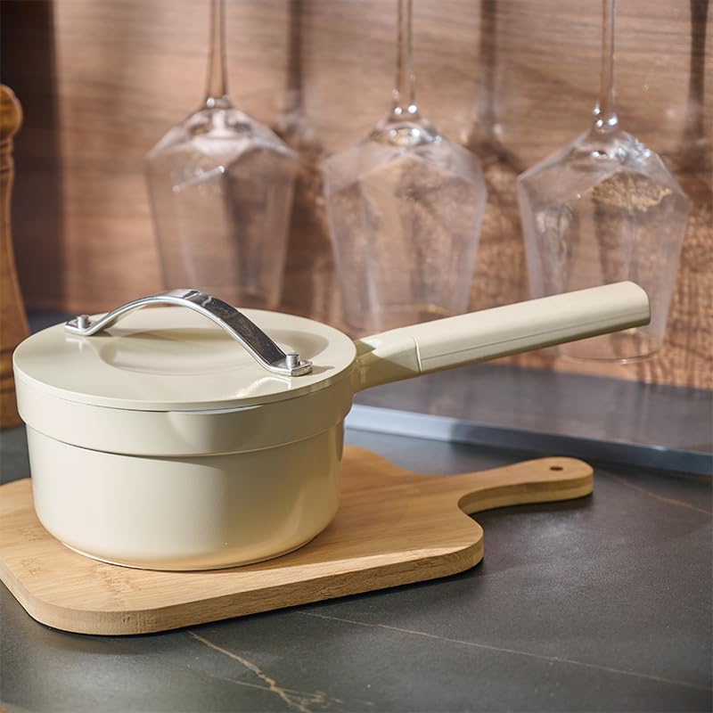 1.6 Quart Sauce Pan with Lid, Non Stick Saucepan Pot, Induction Cookware, Kitchen Appliances for Cooking with Pour Spout and Handle for Stove, Induction, Gas, Non Toxic, PFOA Free - Image 2