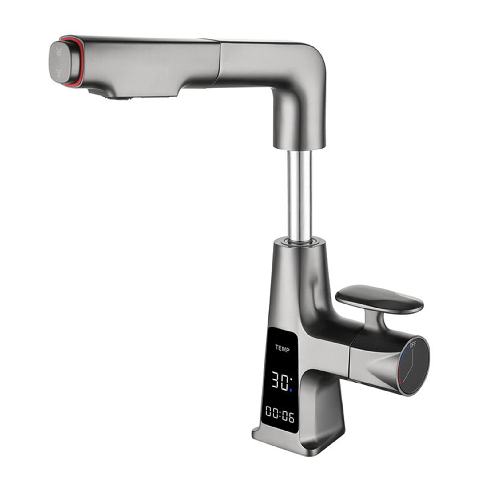 Robinet de lavabo relevable et mitigeur gris pour laver les cheveux et nettoyer la vasque