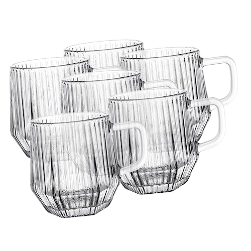 Amosfun 6 Pièces un verre tasses cafe expresso tasses à expresso espresso cup s expresso à eau décorative avec anse d'eau claire gobelet d' exquise de bière